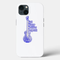 Eat sleep guitar repeat. vintage blue guitar