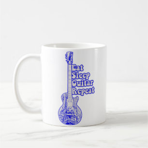 Eat sleep guitar repeat. vintage blue guitar coffee mug
