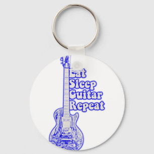 Eat sleep guitar repeat. vintage blue guitar keychain