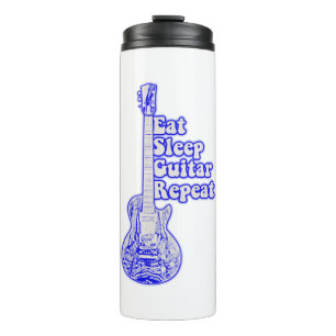 Eat sleep guitar repeat. vintage blue guitar thermal tumbler