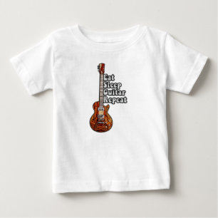 Eat sleep guitar repeat. vintage colorful baby T-Shirt