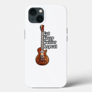 Eat sleep guitar repeat. vintage colorful iPhone 13 case