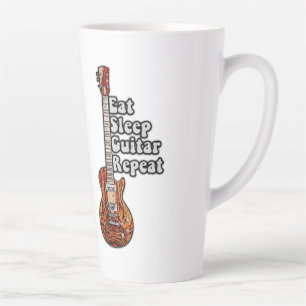 Eat sleep guitar repeat. vintage colorful latte mug