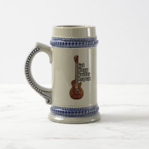 Eat sleep guitar repeat. vintage colourful beer stein