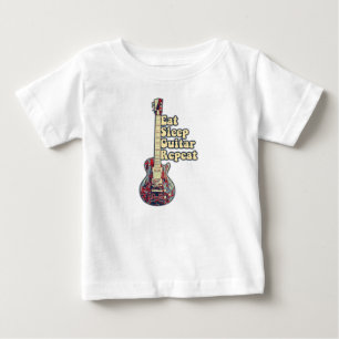 Eat sleep guitar repeat. vintage colourful guitar baby T-Shirt