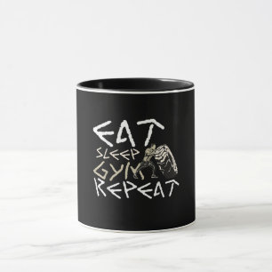 Eat Sleep Gym Repeat Funny Quote Mug