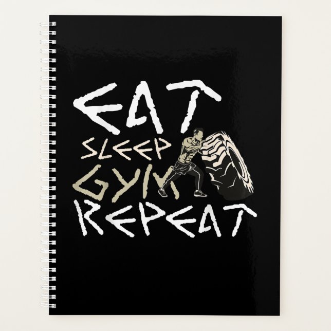 Eat Sleep Gym Repeat Funny Quote Planner (Front)