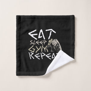 Eat Sleep Gym Repeat Funny Quote Wash Cloth