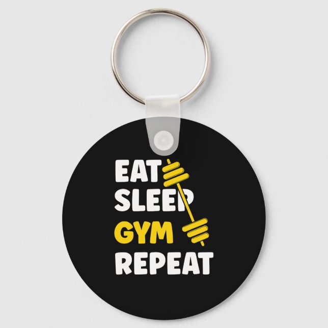 Eat Sleep Gym Repeat Workout Keychain (Front)