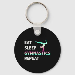 Eat Sleep Gymnastics Repeat Girl Women Funny Keychain