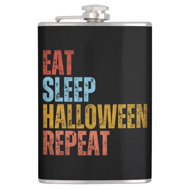EAT SLEEP HALLOWEEN REPEAT HIP FLASK (Front)