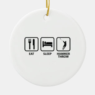 Eat Sleep Hammer Throw Ceramic Ornament