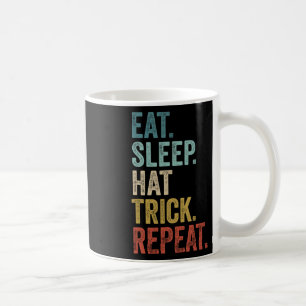 Eat Sleep Hat Trick Repeat Footll Ice Hockey Coffee Mug