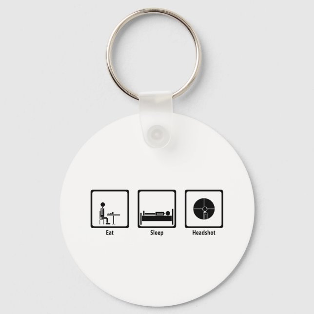Eat, Sleep, Headshot - FPS Gamer Keychain (Front)