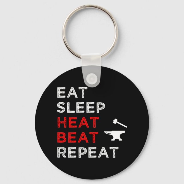 Eat Sleep Heat Beat Repeat Keychain (Front)