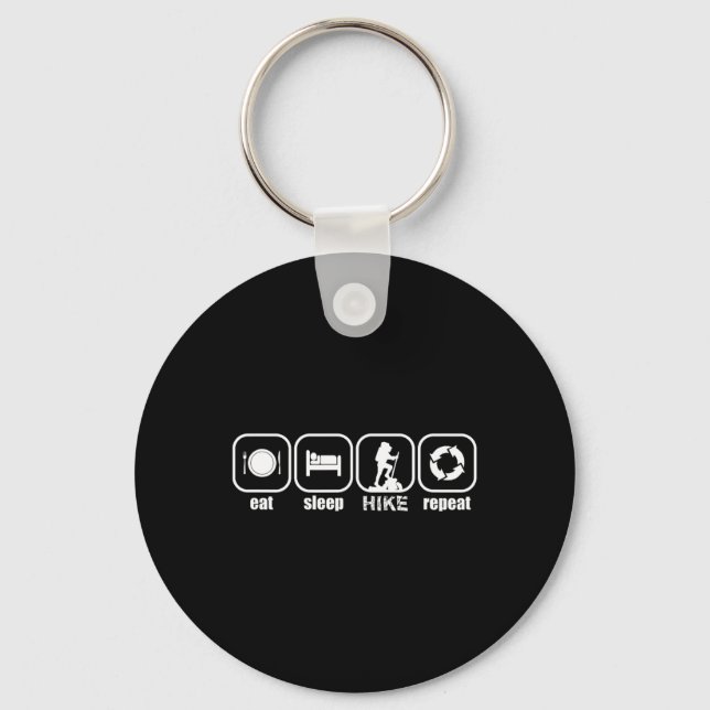 Eat, Sleep, Hike, Repeat - Funny Hiking, Camping,  Keychain (Front)