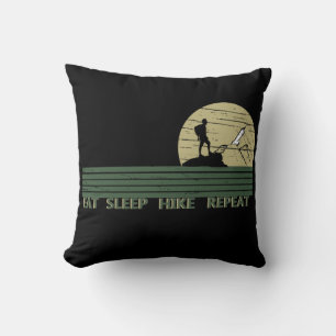 eat sleep hike repeat hiking wild throw pillow