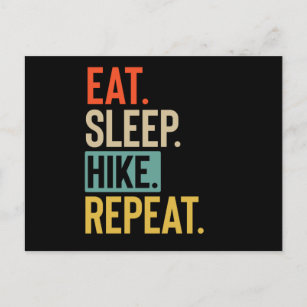 Eat Sleep hike Repeat retro vintage colours Postcard