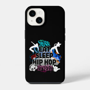 Eat Sleep Hiphop.w Black BG iPhone 14 Case