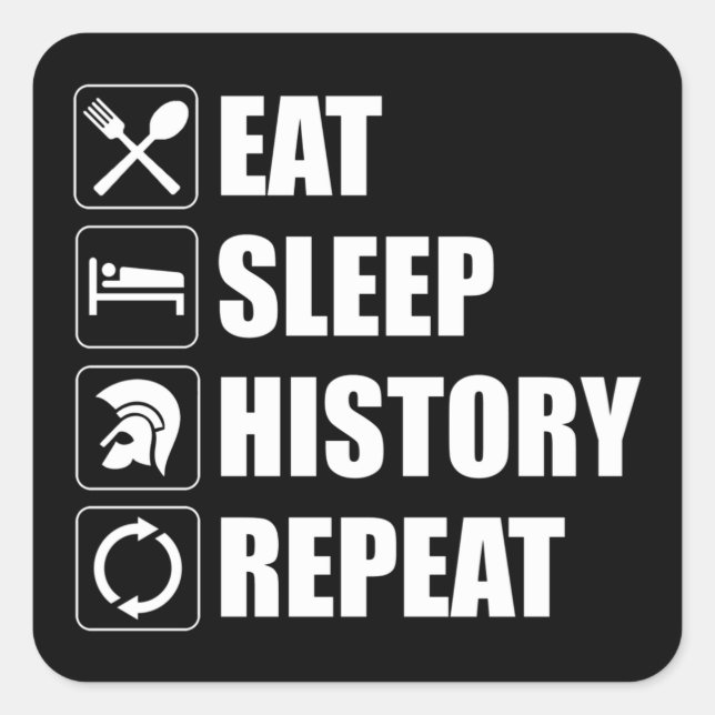 Eat Sleep History Repeat Square Sticker (Front)