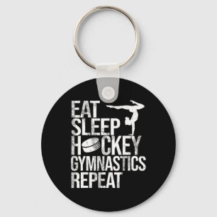 Eat Sleep Hockey Gymnastics Repeat Sport Player Gy Keychain