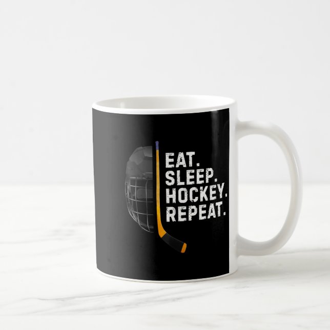 Eat Sleep Hockey Repea Funny Cool Hockey Player  Coffee Mug (Right)