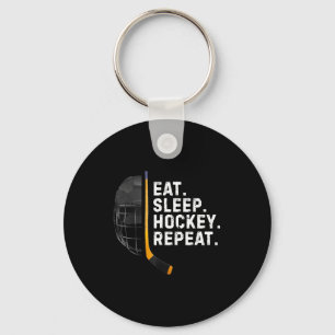 Eat Sleep Hockey Repea Funny Cool Hockey Player  Keychain