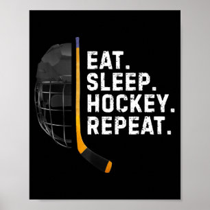 Eat Sleep Hockey Repea Funny Cool Hockey Player  Poster
