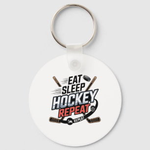 Eat Sleep Hockey Repeat (2) Keychain