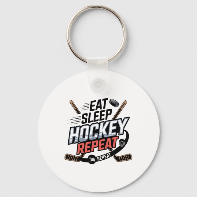 Eat Sleep Hockey Repeat (2)  Keychain (Front)