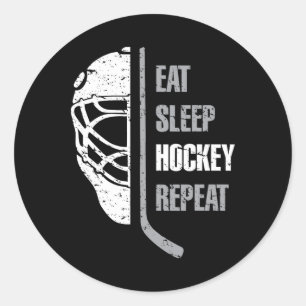 Eat Sleep Hockey Repeat Christmas For Teen Adult H Classic Round Sticker