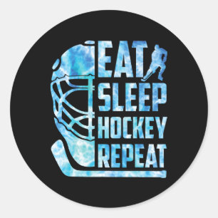 Eat Sleep Hockey Repeat Funny Adult Coach Player M Classic Round Sticker