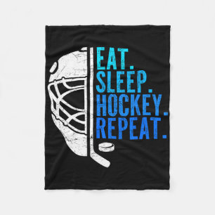 Eat Sleep Hockey Repeat Funny Boys Hockey Player Fleece Blanket