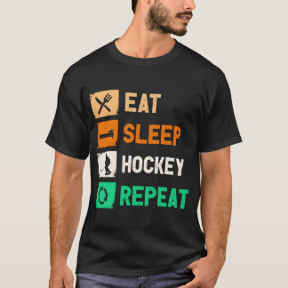 Eat Sleep Hockey Repeat Funny Game Gaming shirt fr