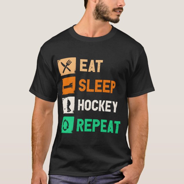 Eat Sleep Hockey Repeat Funny Game Gaming shirt fr (Front)