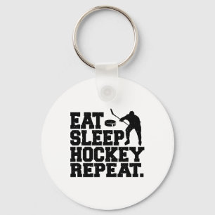Eat Sleep Hockey Repeat - Funny Hockey  Keychain