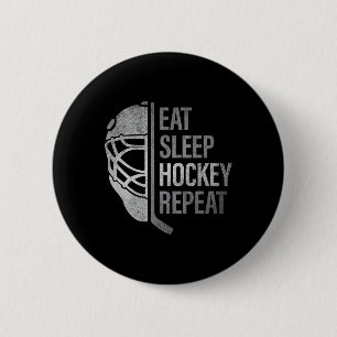 Eat Sleep Hockey Repeat Funny Ice Hockey Players L 2 Inch Round Button