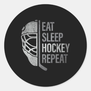 Eat Sleep Hockey Repeat Funny Ice Hockey Players L Classic Round Sticker