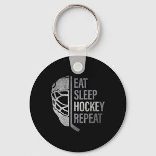 Eat Sleep Hockey Repeat Funny Ice Hockey Players L Keychain