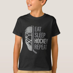 Eat Sleep Hockey Repeat Funny Ice Hockey Players L T-Shirt