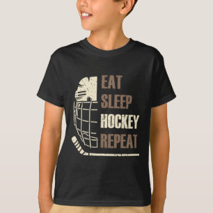 Eat Sleep Hockey Repeat Funny Mask Stick Ice Hokey T-Shirt