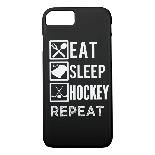 Eat Sleep Hockey Repeat funny mens phone case (Back)