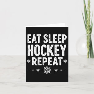 Eat Sleep Hockey Repeat Funny Winter Sports Holida Card