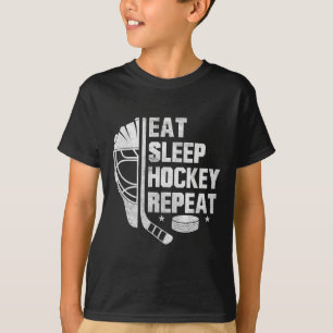 Eat Sleep Hockey Repeat Goalie Helmet Stick Ice Ho T-Shirt
