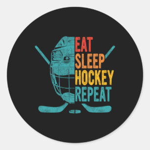 Eat Sleep Hockey Repeat Hockey Fun Ice Hockey Classic Round Sticker