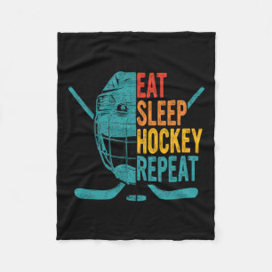 Eat Sleep Hockey Repeat Hockey Fun Ice Hockey  Fleece Blanket
