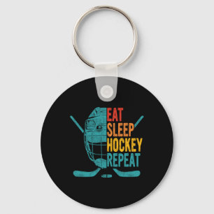Eat Sleep Hockey Repeat Hockey Fun Ice Hockey Keychain