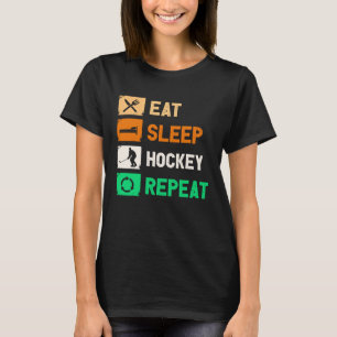 Eat Sleep Hockey Repeat Hockey Funny Ice Hockey ki T-Shirt