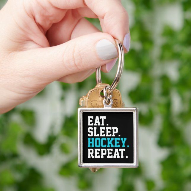 Eat Sleep Hockey Repeat -Hockey Lovers   Keychain (Hand)