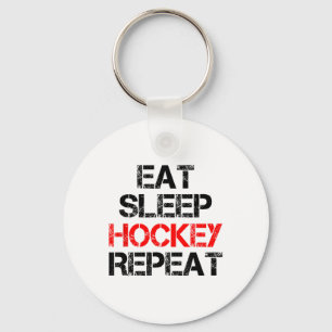 Eat Sleep Hockey Repeat Ice Field Skating Canada Keychain